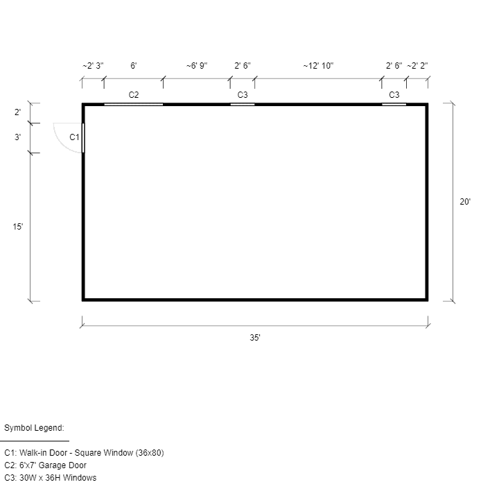 20x35x8 Vertical Roof Metal Carport