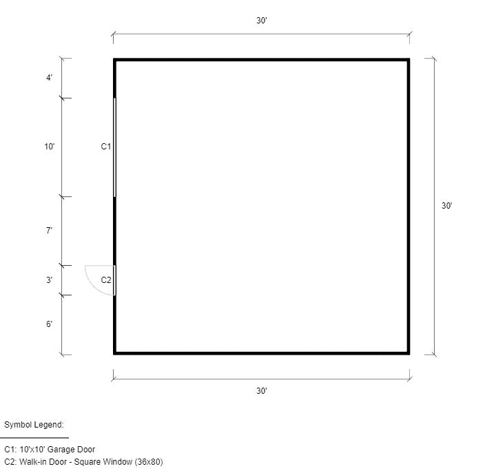2d-floor-plan-30x30x10 Vertical Roof Garage
