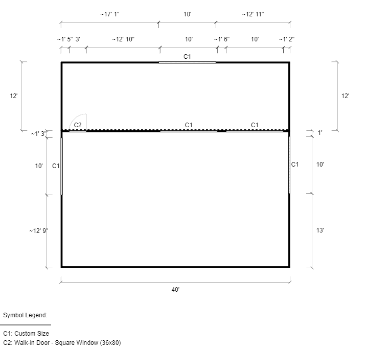 36x40x12/9 Vertical Roof Agricultural Building
