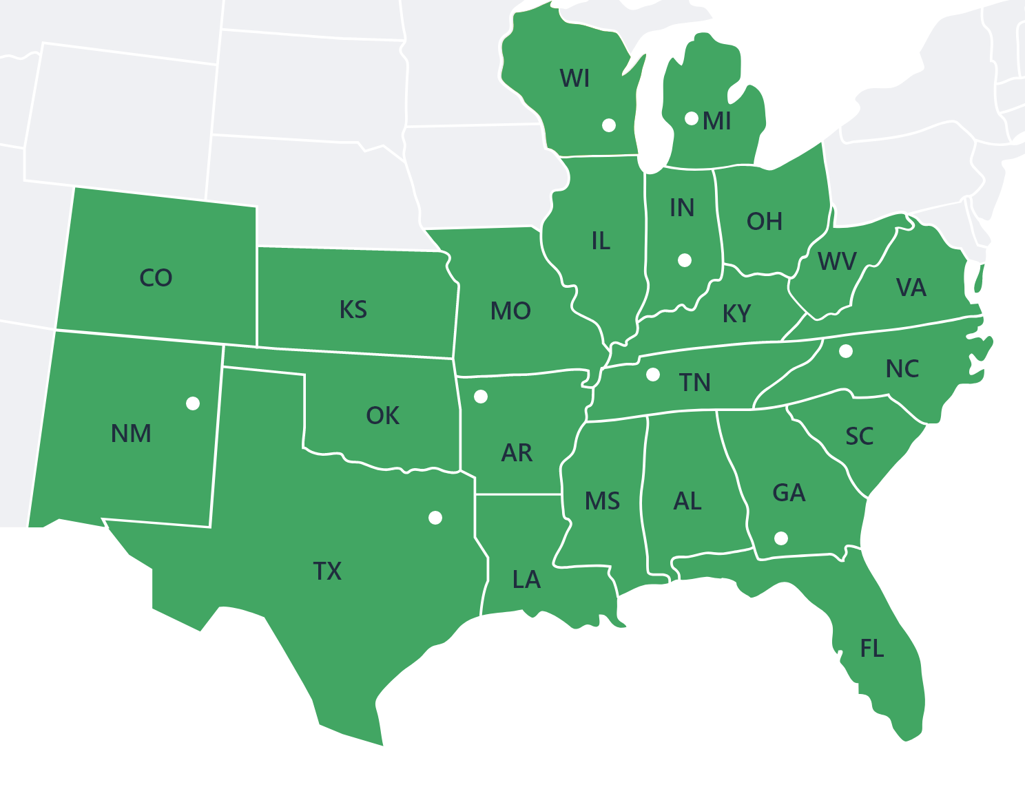 Metal building delivery area map